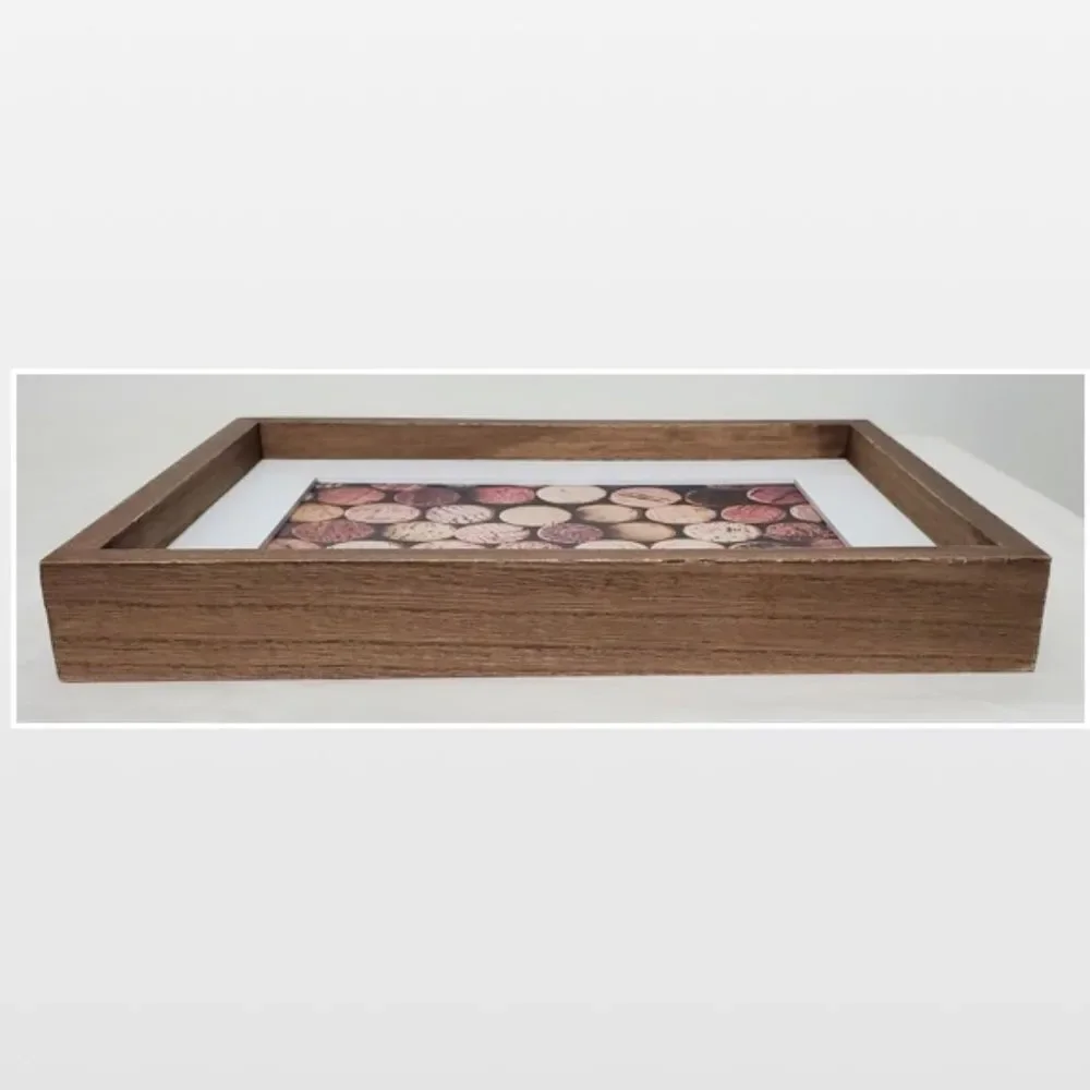 New Room & Retreat Wall Art Wine Corks Wood Framed Brown Picture Box Sign Décor